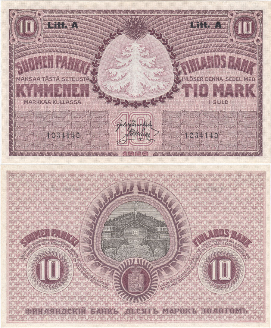 10 Markkaa 1909 Litt.A 1034140